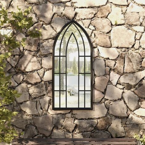 Miroir de jardin Noir 100x45 cm Fer pour utilisation extérieure vidaXL