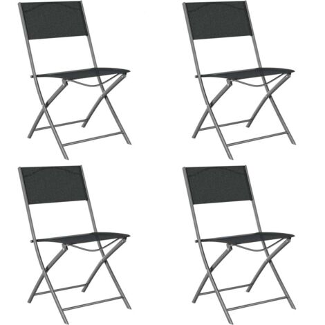 Vidaxl – Chaise de jardin pliable lot de 4 – Acier noir et textilène résistant aux intempéries – Charge maximale 110 kg – Confort optimal pour extérieur