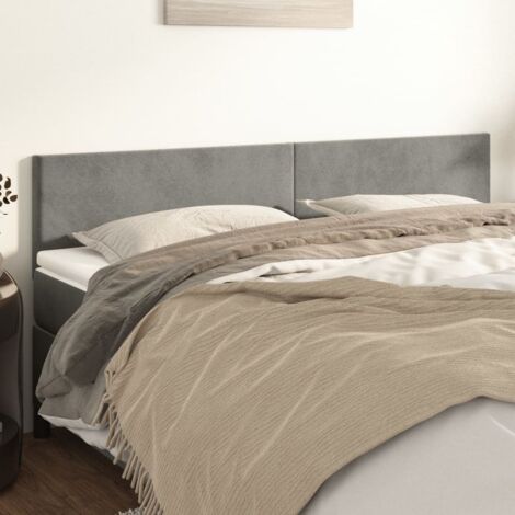 Têtes de lit 2 pcs Gris clair 80x5x78/88 cm Velours (1/5)