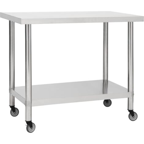 Table de travail de cuisine avec roues 80x60x85 cm Inox vidaXL