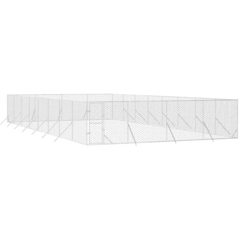vidaXL Chenil d'extérieur pour chiens argenté 8x16x2 m acier galvanisé