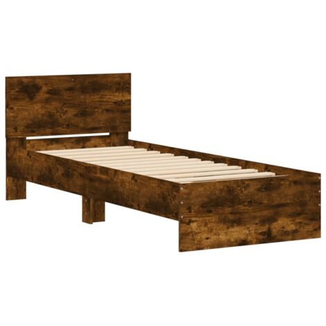 Cadre de lit sans matelas avec tête de lit chêne fumé 90x200 cm vidaXL