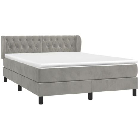 Sommier à lattes de lit et matelas Gris clair 140x200cm Velours vidaXL