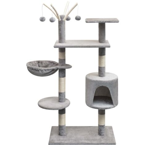 Arbre à chat avec griffoirs en sisal 125 cm Gris vidaXL (1/4)