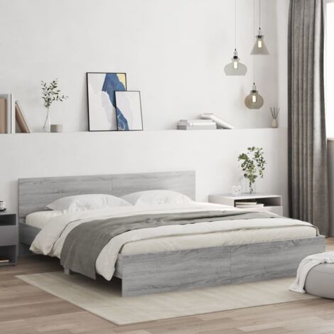 Cadre de lit sans matelas sonoma gris 200x200 cm vidaXL