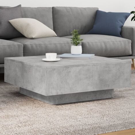 vidaXL Table basse avec lumières LED gris béton 80x80x31 cm
