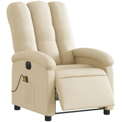 Fauteuil inclinable de massage électrique crème tissu vidaXL