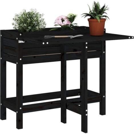Jardinière de jardin avec dessus pliable noir bois pin massif vidaXL