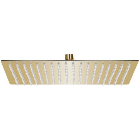 Vidaxl – Tête de douche pluie carrée 50x50 cm en acier inoxydable – Finition dorée – Buses en silicone anti-calcaire – Articulation pivotante