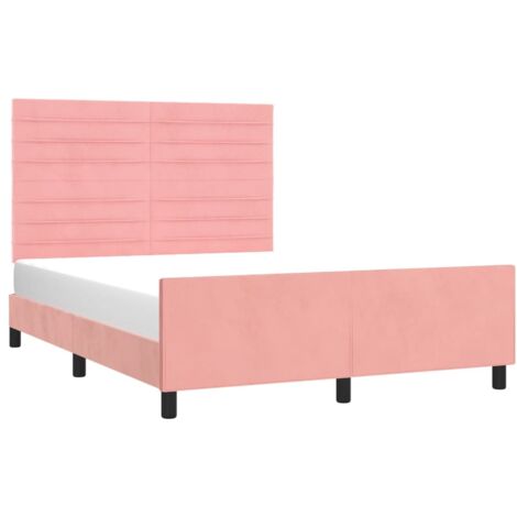 Cadre de lit sans matelas rose 140x190 cm velours vidaXL (1/5)