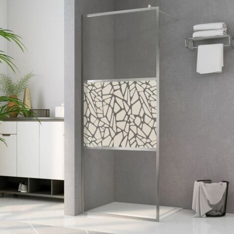 Vidaxl – Paroi de douche à l'italienne en verre ESG 115x195 cm – Design pierre – Cadre aluminium réglable – Épaisseur 5 mm – Facile à nettoyer (1/4)