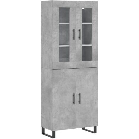 Buffet haut Gris béton 69,5x34x180 cm Bois d'ingénierie vidaXL (1/5)