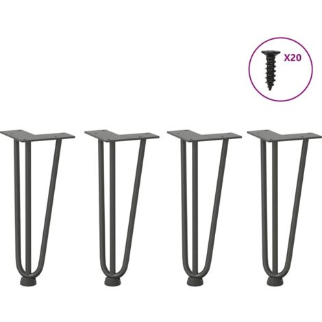 Pieds en épingle à cheveux pour table basse 4 pièces Anthracite 30 cm Acier massif vidaXL