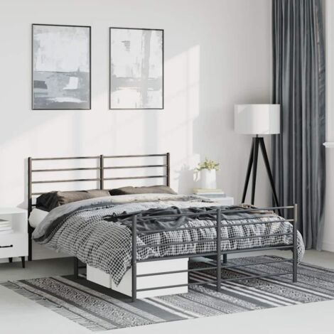 Cadre de lit métal sans matelas avec pied de lit noir 135x190cm vidaXL (1/5)