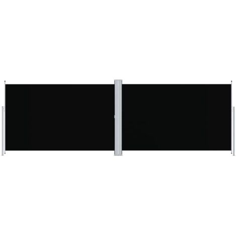 Vidaxl – Auvent latéral rétractable noir 200x600 cm – Tissu polyester avec revêtement PU – Écran rétractable double face – Montage inclus