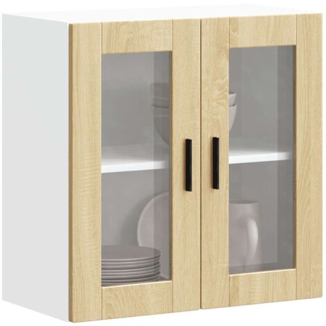 vidaXL Armoire murale de cuisine et porte en verre Porto chêne sonoma
