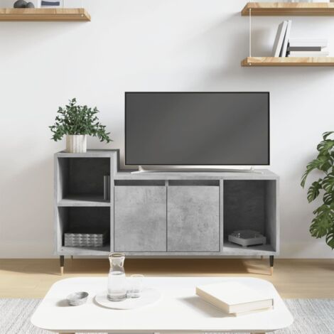 Meuble TV Gris béton 100x35x55 cm Bois d'ingénierie vidaXL (1/5)