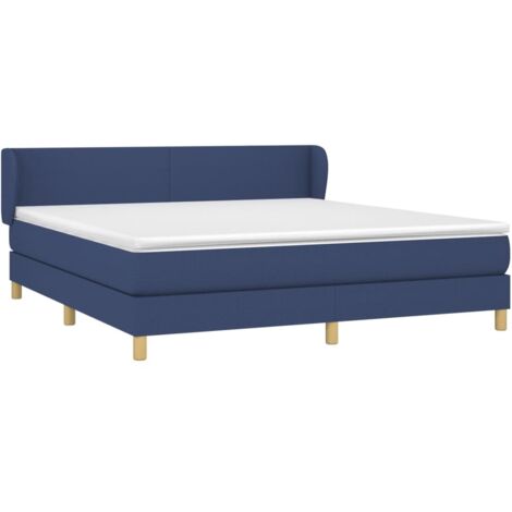 vidaXL Sommier à lattes de lit avec matelas Bleu 160x200 cm Tissu (1/5)