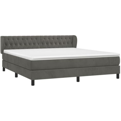 vidaXL Sommier à lattes de lit et matelas Gris foncé 180x200cm Velours