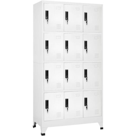 Vidaxl – Armoire d'atelier blanche 90x45x180 cm – Acier avec 12 portes verrouillables – Orifices d'aération et porte-étiquettes inclus - vidaXL409887