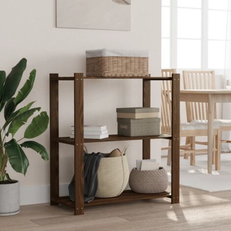 Vidaxl – Étagère de rangement 3 niveaux en bois massif de pin – Dimensions 80x38x90 cm – Couleur marron – Pour cuisine, garage, bureau