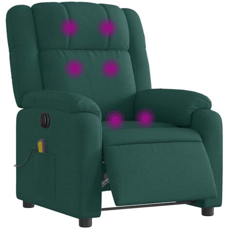 Fauteuil de massage inclinable électrique Vert foncé Tissu vidaXL