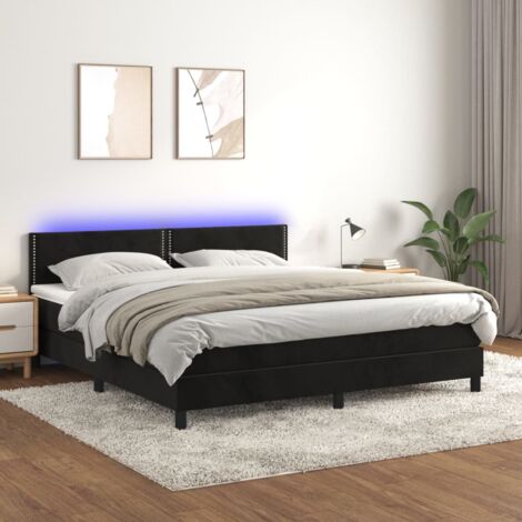 Sommier à lattes de lit avec matelas LED Noir 180x200 cm vidaXL (1/5)