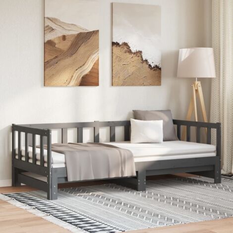 Lit coulissant sans matelas gris 2x(90x190) cm vidaXL (1/5)