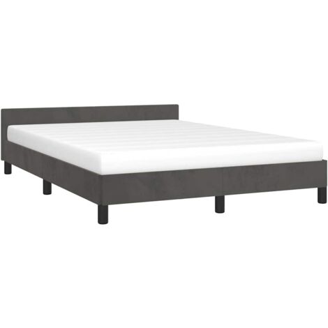 Cadre de lit sans matelas gris foncé 140x190 cm velours vidaXL (1/5)