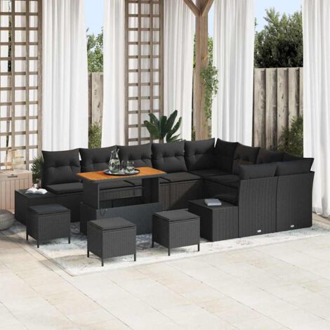 vidaXL Ensemble de canapé de jardin 13 pcs Noir 110 x 55 x 71 cm (1/5)