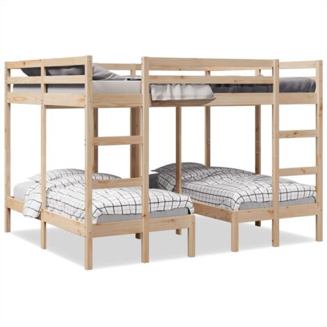 vidaXL Lit superposé triple 160x200/80x160 cm bois de pin massif