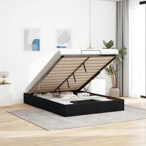 vidaXL Cadre de lit ottoman sans matelas noir 140x200 cm tissu