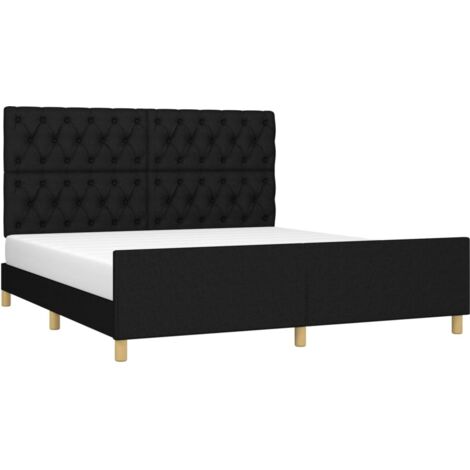 Cadre de lit avec tête de lit Noir 160x200 cm Tissu (1/5)
