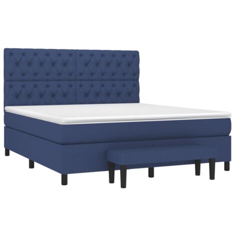 vidaXL Sommier à lattes de lit avec matelas Bleu 160x200 cm Tissu (1/5)