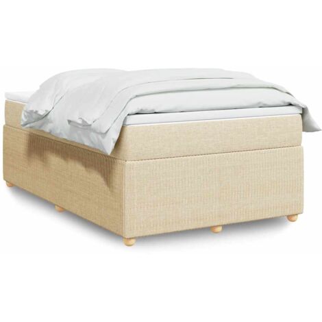 Sommier à lattes de lit avec matelas Crème 120x200 cm Tissu vidaXL (1/5)