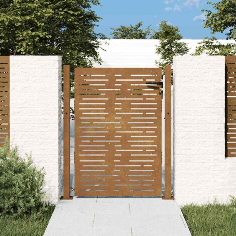 Portail de jardin Portail de clôture 105x155 cm acier corten conception de carré vidaXL (1/6)