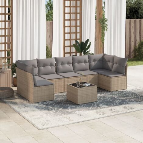 Salon de jardin avec coussins 8 pcs beige résine tressée vidaXL (1/3)