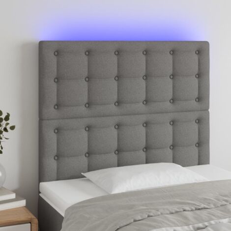 Tête de lit à LED Gris foncé 90x5x118/128 cm Tissu vidaXL