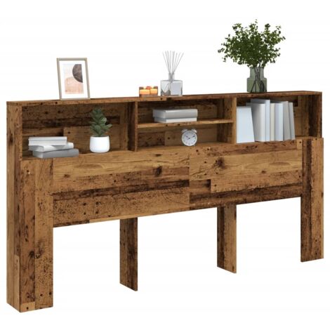 Vidaxl – Armoire de tête de lit vieux bois 200x19x103,5 cm – Bois d'ingénierie – 4 compartiments de rangement – Design contemporain