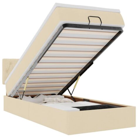 Lit ottoman avec matelas crème 100x200 cm tissu vidaXL (1/5)
