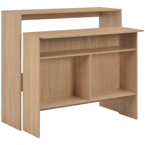 Vidaxl – Table de bar chêne 130 x 40 x 120 cm – 2 dessus de table en bois d'ingénierie – Facile à nettoyer et durable (1/5)