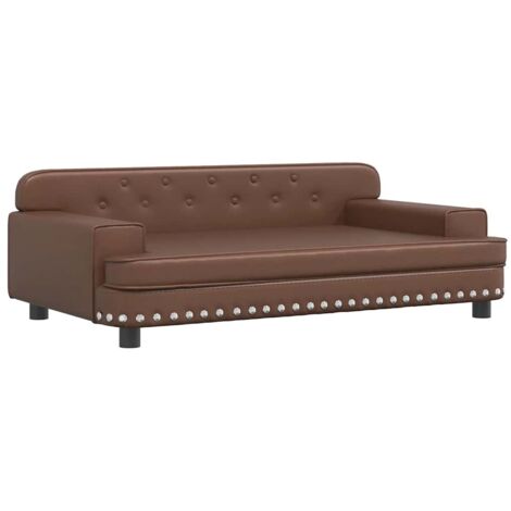 Vidaxl – Lit pour chien marron 90x53x30 cm – Similicuir imperméable – Cadre en bois de pin massif – Confort mousse épaisse