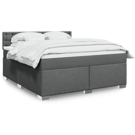 vidaXL Sommier à lattes de lit avec matelas Gris foncé 180x200cm Tissu