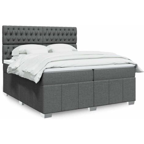 vidaXL Sommier à lattes de lit avec matelas Gris foncé 200x200cm Tissu (1/5)