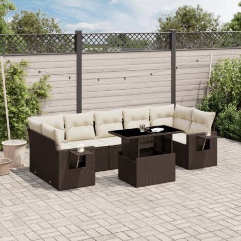 vidaXL Salon de jardin 8 pcs avec coussins marron résine tressée (1/5)