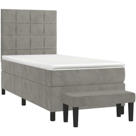 Sommier à lattes de lit et matelas Gris clair 80x200 cm Velours vidaXL (1/5)