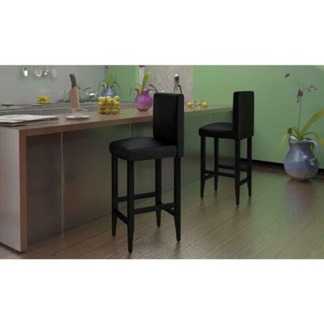 vidaXL Bar Stools 4 pcs Black Faux Leather (1/5)