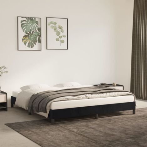 Cadre de lit sans matelas noir 160x200 cm velours vidaXL (1/5)