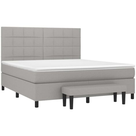 Sommier à lattes de lit avec matelas Gris clair 180x200cm Tissu vidaXL (1/5)