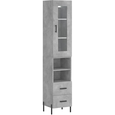 Buffet haut Gris béton 34,5x34x180 cm Bois d'ingénierie vidaXL (1/5)